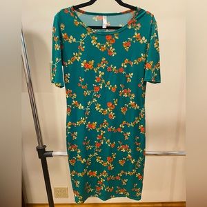 Teal and Gold LuLaRoe Floral Dress